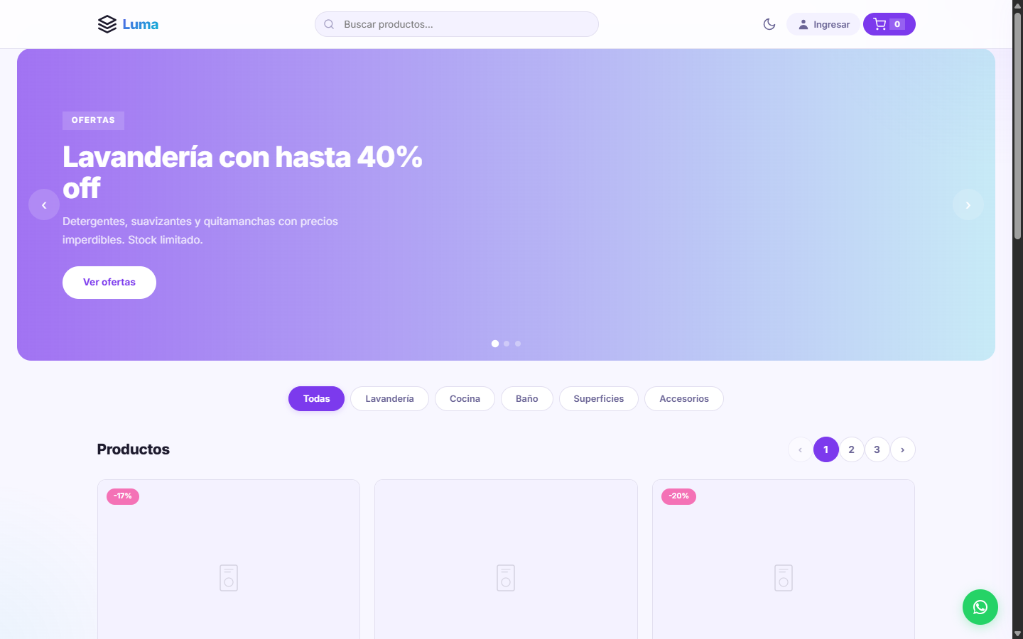 E-commerce Aseo v5 vista escritorio