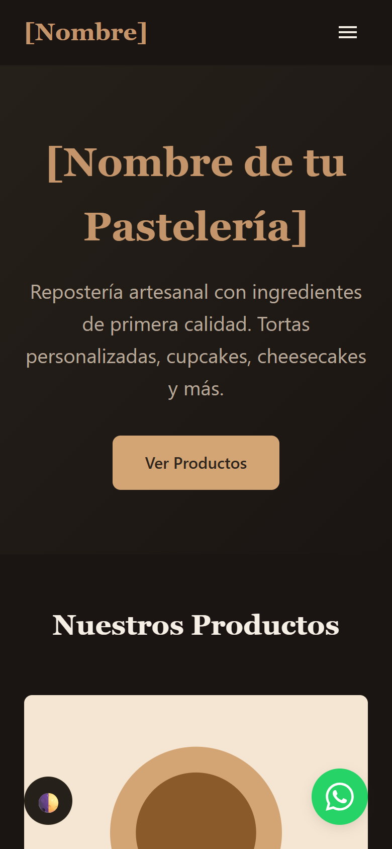 Repostería Premium v1 vista móvil