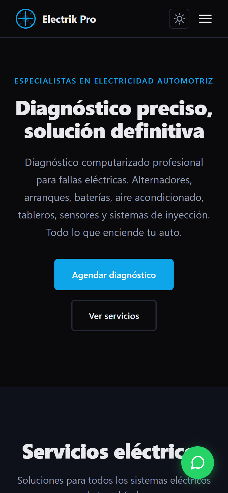 Taller Eléctrico Automotriz v1 vista móvil